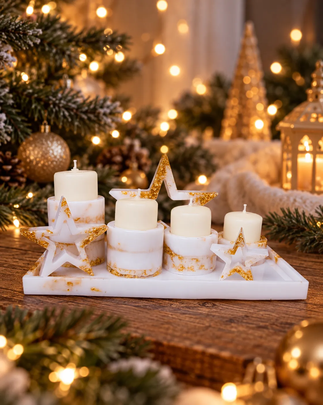 Vianočný adventný veniec zo živice