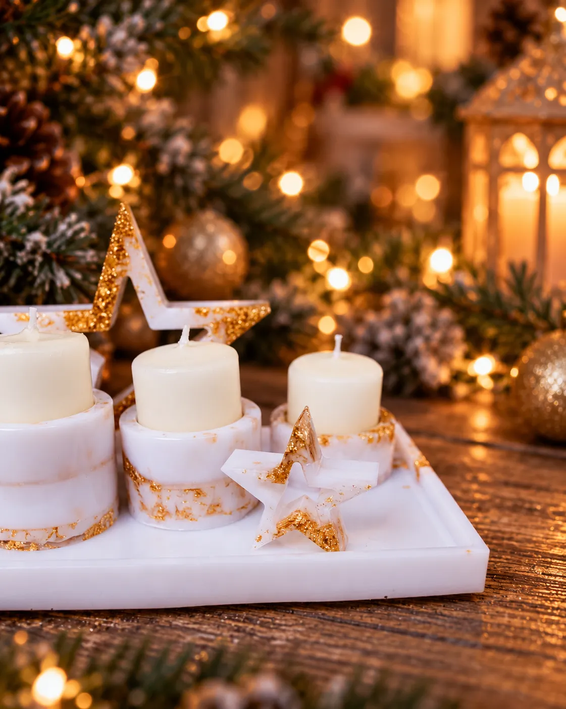 Vianočný adventný veniec zo živice