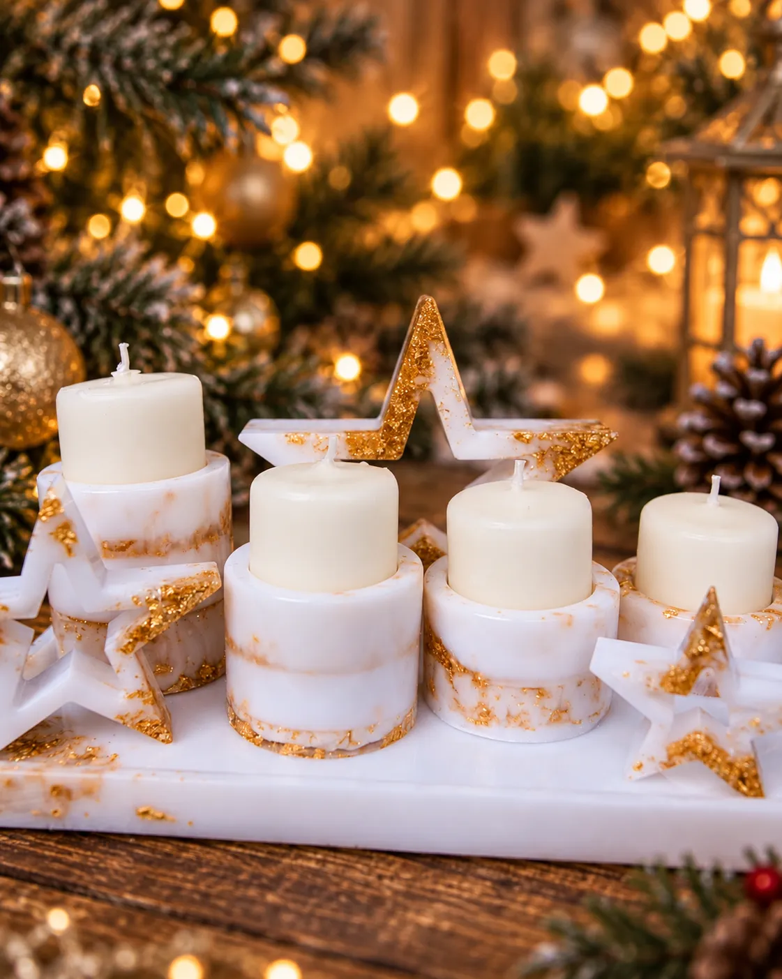 Vianočný adventný veniec zo živice