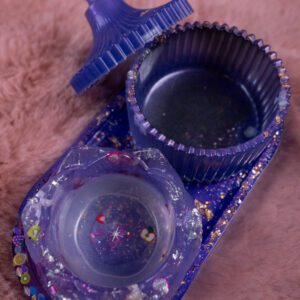 sada dekorácie epoxid fialová svietnik šperkovnica