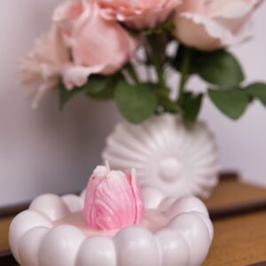 sviečka sojova dekoracia ruza kvet sadra