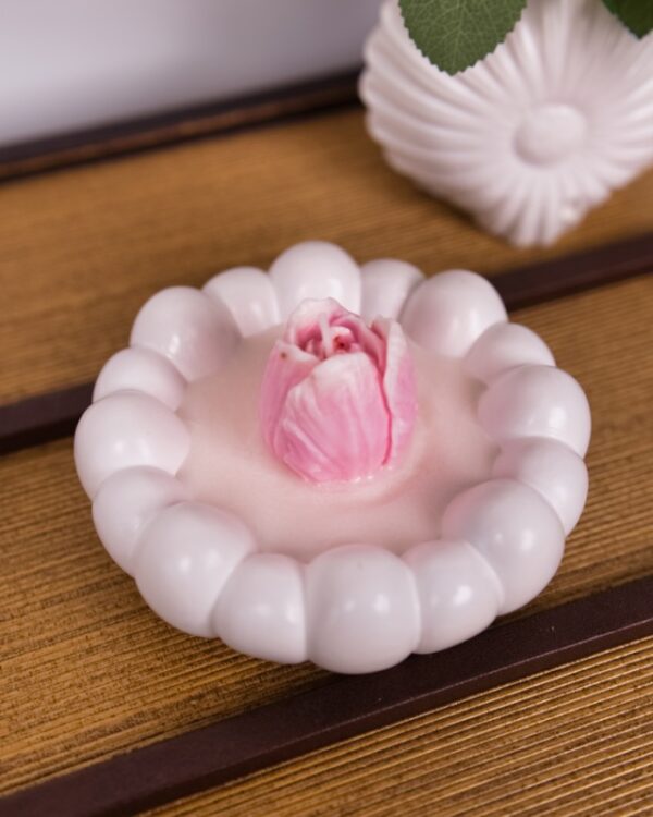 sviečka sojova dekoracia ruza kvet sadra