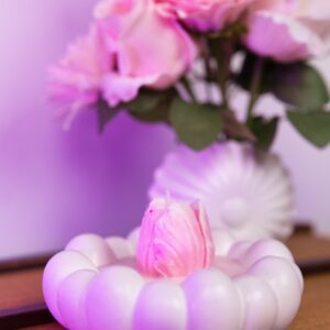 sviečka sojova dekoracia ruza kvet sadra