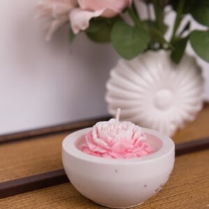 sviečka sojova dekoracia kvet sadra