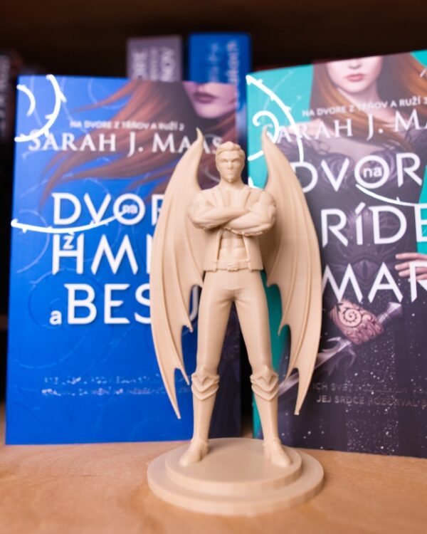 azriel 3D tlac romantasy knihovnicka bookshelf dekoracia knizna knihy kniha acotar kridla model postavicka