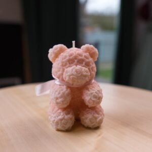 sojova sviečka rucna vyroba medvedik cervena