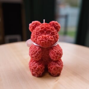 sojova sviečka rucna vyroba medvedik cervena