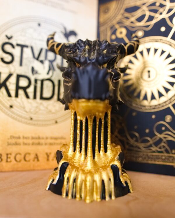 drak zlaty dekoracia kniznica 3D model postavicka busta