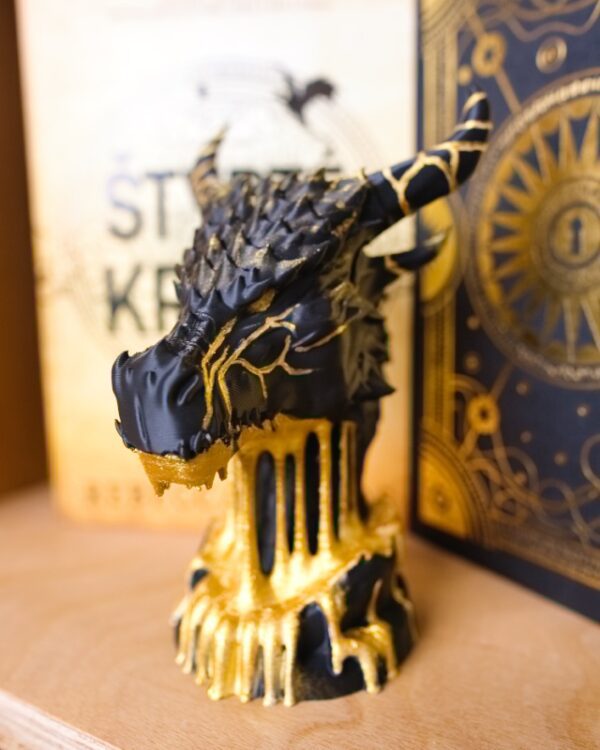 drak zlaty dekoracia kniznica 3D model postavicka busta