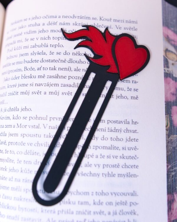 záložka bookmark 3D tlac srdce klips