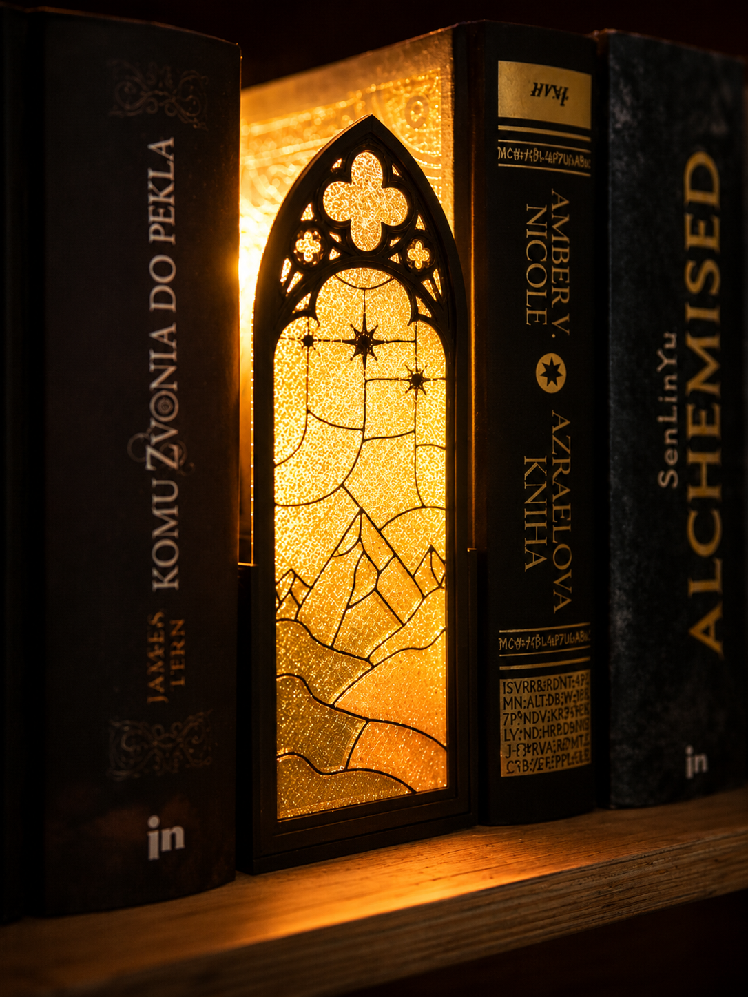 svetelny booknook velaris tron zo skla acotar drak