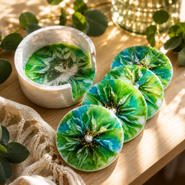 Handmade epoxidová kolekcia podšálok